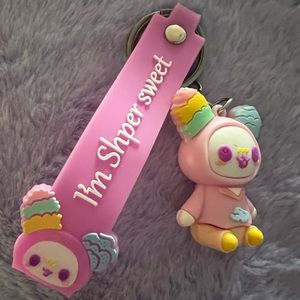Pink bear keychain